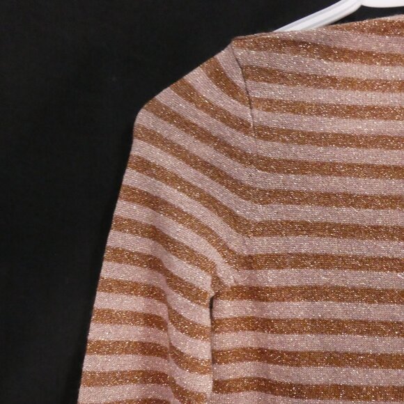 JESSICA | small | Chic Sparkling Beige and Gold Striped Top - Picture 10 of 16